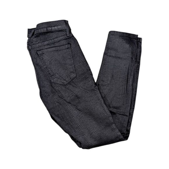 Current/Elliot The Ankle Skinny Trucker Coated Textured Black Jeans Size 28 - Picture 1 of 10